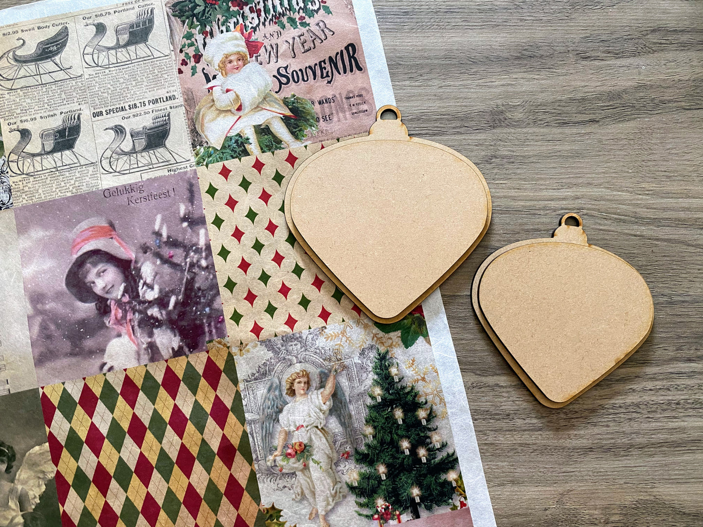 Bauble Ornament Set – 2-Piece Layered MDF Shapes for Holiday Crafts