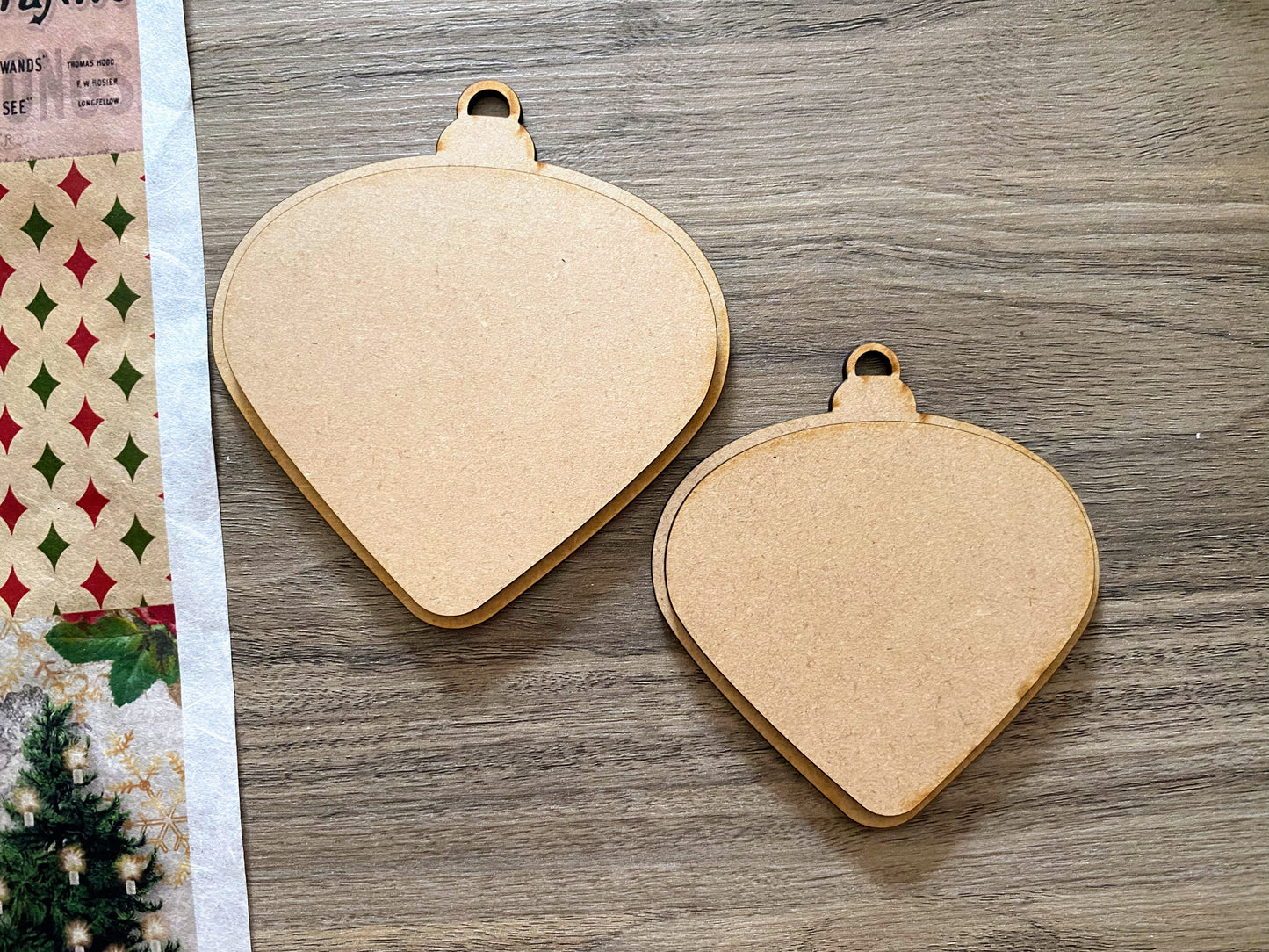 Bauble Ornament Set – 2-Piece Layered MDF Shapes for Holiday Crafts