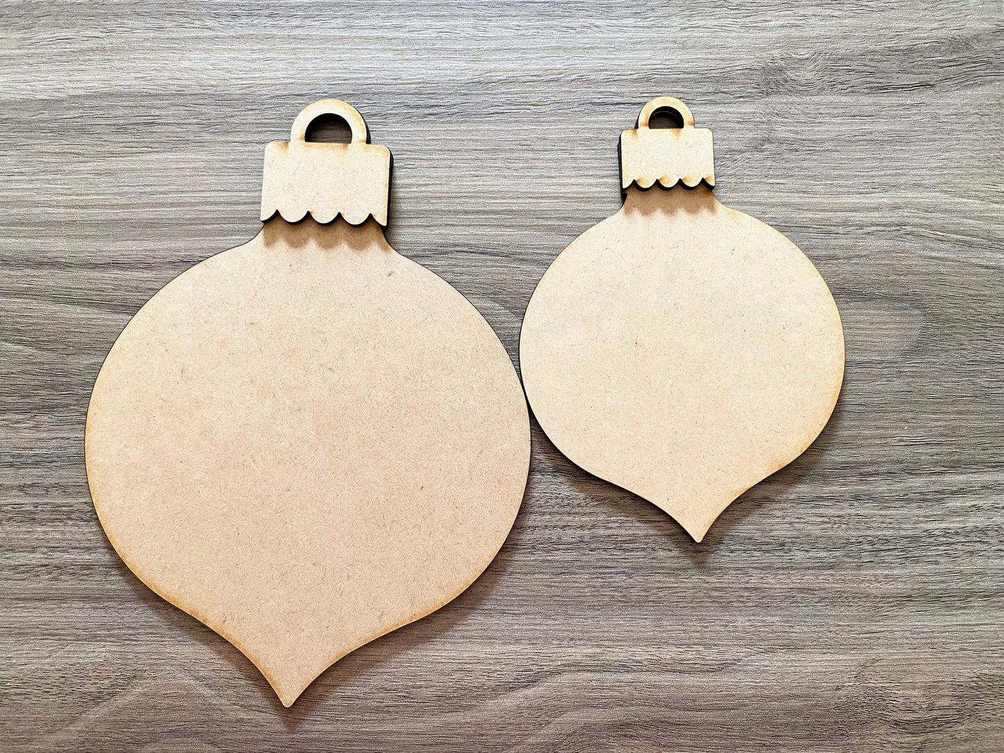 Layered Classic Ornament Pair – Vintage Bauble Shapes with Scalloped Hanger Tops (MDF)
