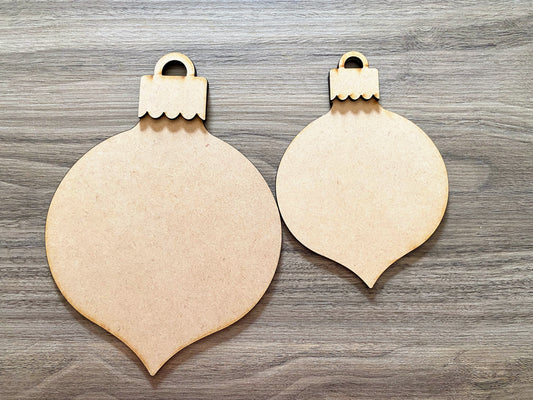 Layered Classic Ornament Pair – Vintage Bauble Shapes with Scalloped Hanger Tops (MDF)