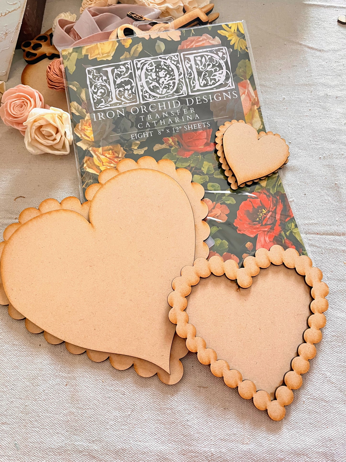 Romantic Layers Heart Bundle | Scalloped Hearts + IOD Catherina Transfer