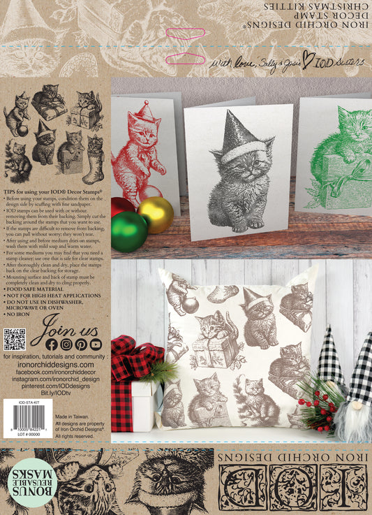Christmas Kitties IOD 12 x 12 Decor Stamp