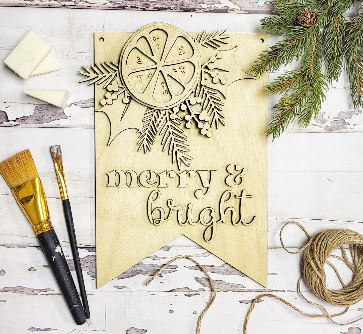DIY Merry & Bright Wall Decor - unfinished DIY