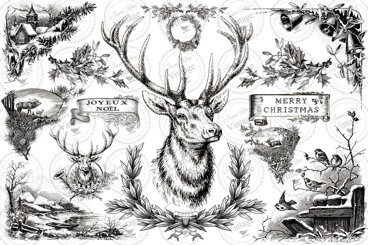 Christmas Stag JRV decoupage Paper