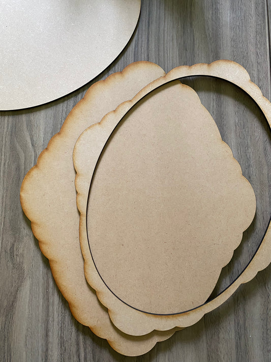 Oval Frame DIY Craft Surface | Layered Scalloped Base | 3 Sizes