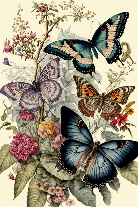 Vintage Butterfly Rice Paper, A4 - Reba Rose Creations