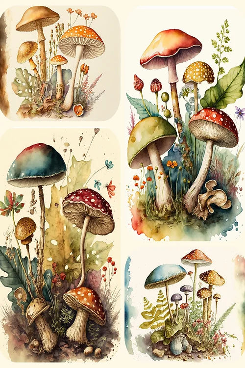 Vintage Mushroom Rice Paper, A4 - Reba Rose Creations