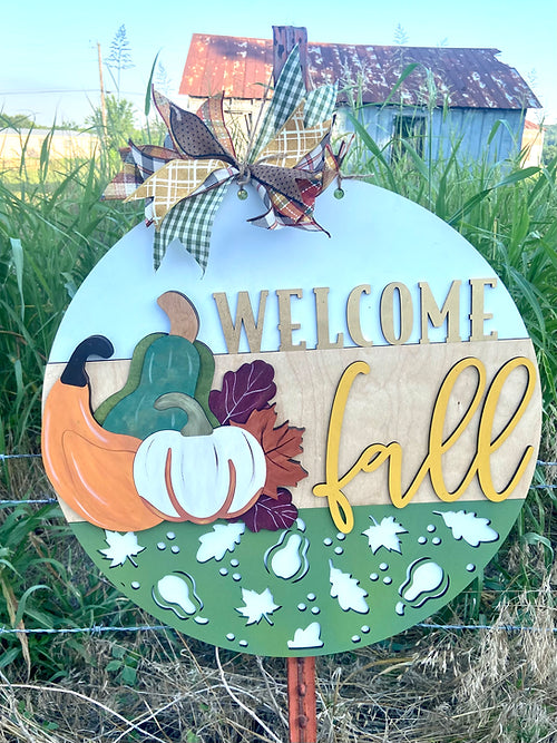 22'' Unfinished Door hanger Welcome gourds