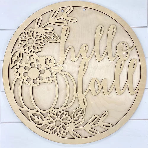 22'' Unfinished Door hanger Hello Floral Fall