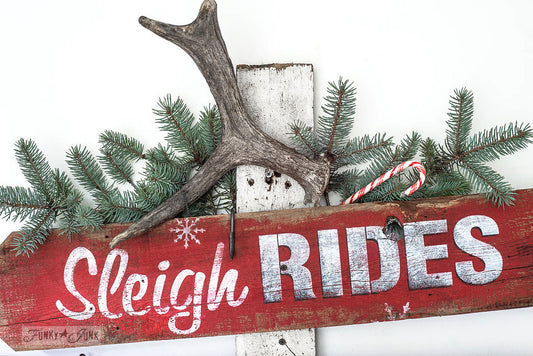Sleigh Rides Stencil - Funky Junks Old Sign Stencils