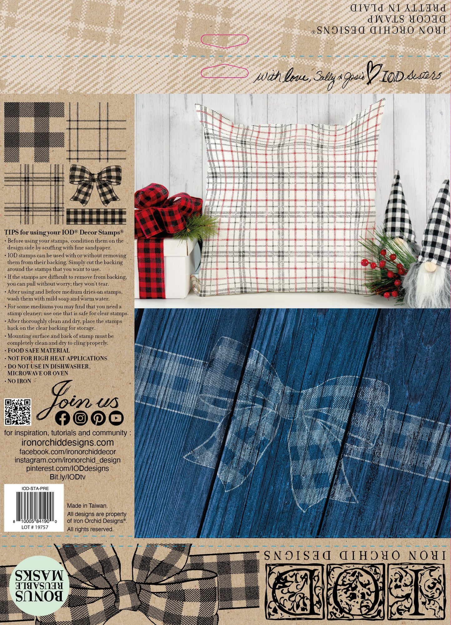IOD - Pretty in Plaid 12 x 12 décor Stamp