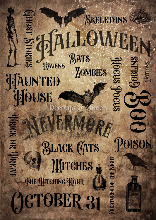 Bewitching Words Rice Paper A3