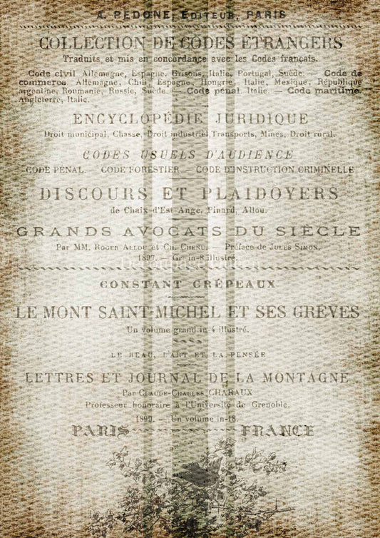 French Grain Sack Rice Paper A3