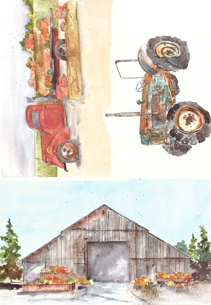 Fall Farm Decoupage Paper - Roycycled