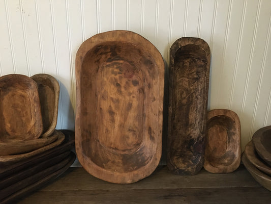 Skinny wooden Bowl ~ 20" long - Vintage Farm house style
