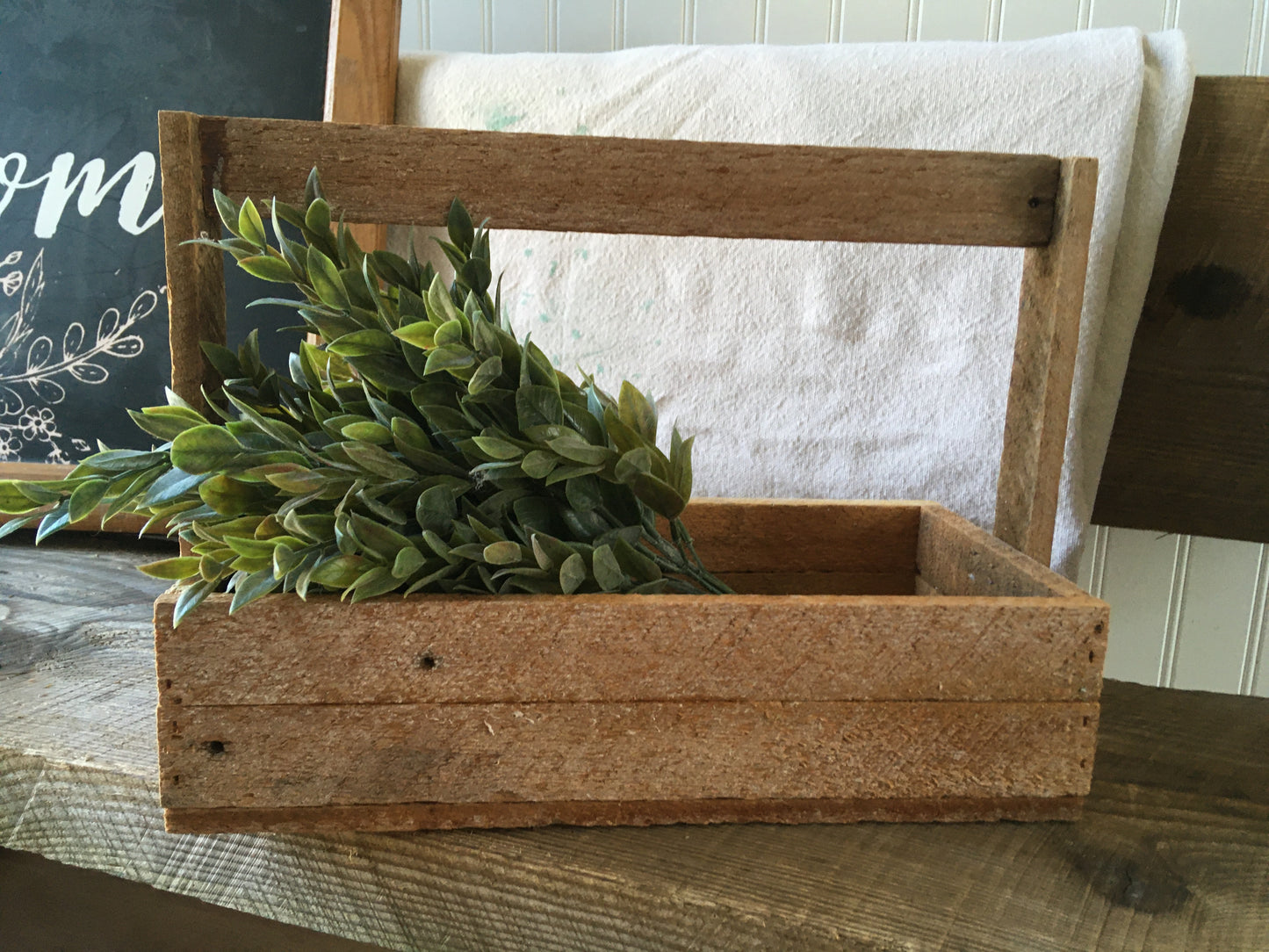 Small Handmade custom wooden basket with handle