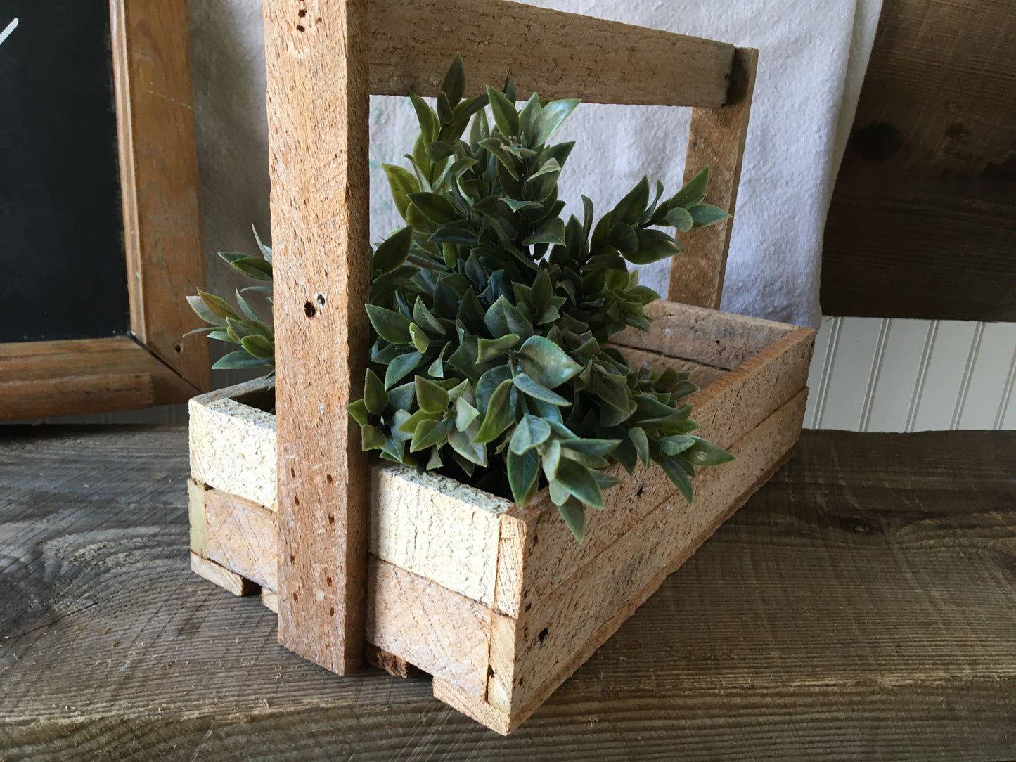 Small Handmade custom wooden basket with handle