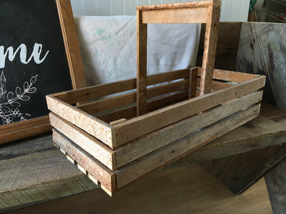 Handmade custom wooden basket with handle