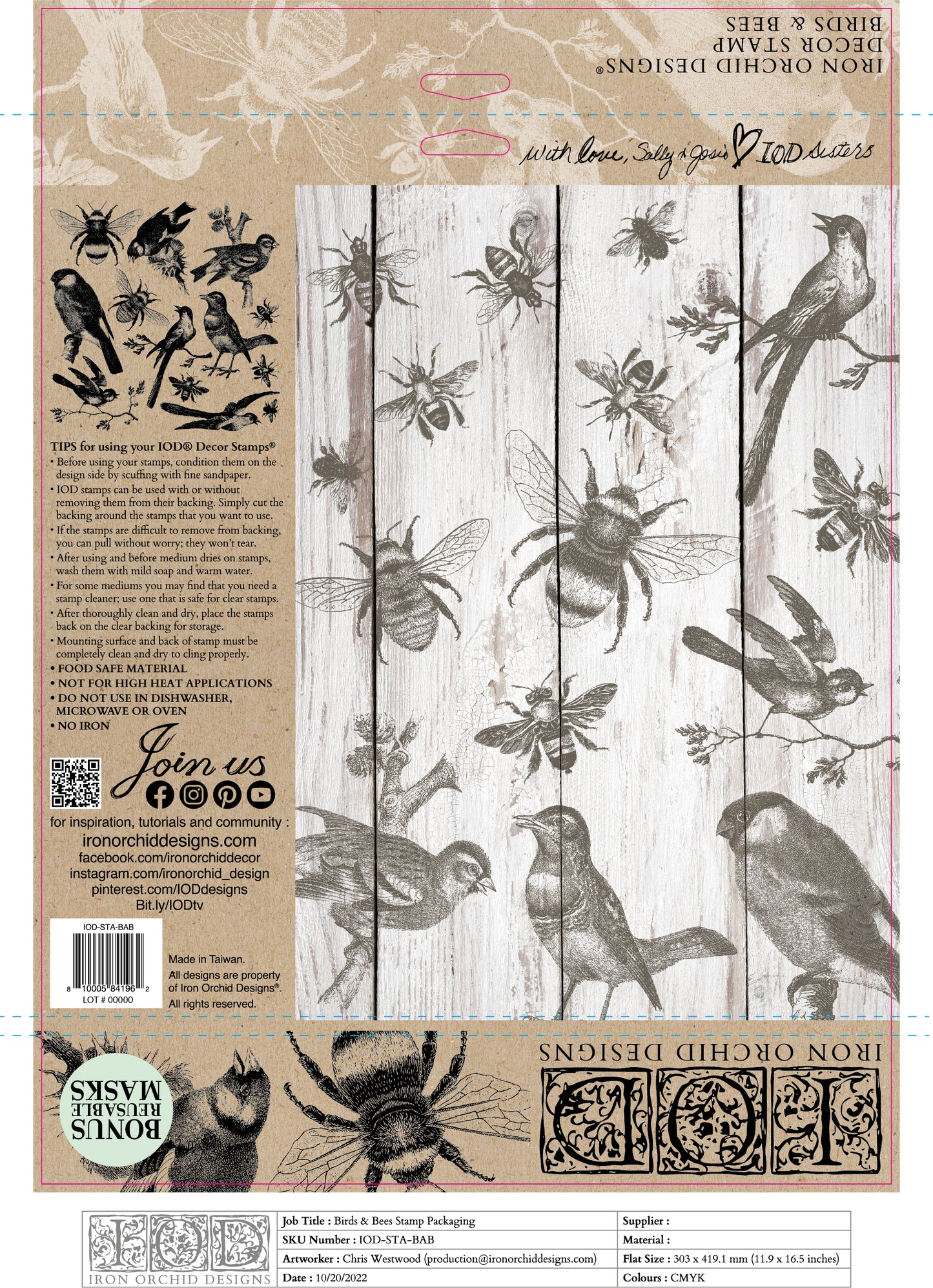 IOD - Birds & Bees 12×12 IOD STAMP