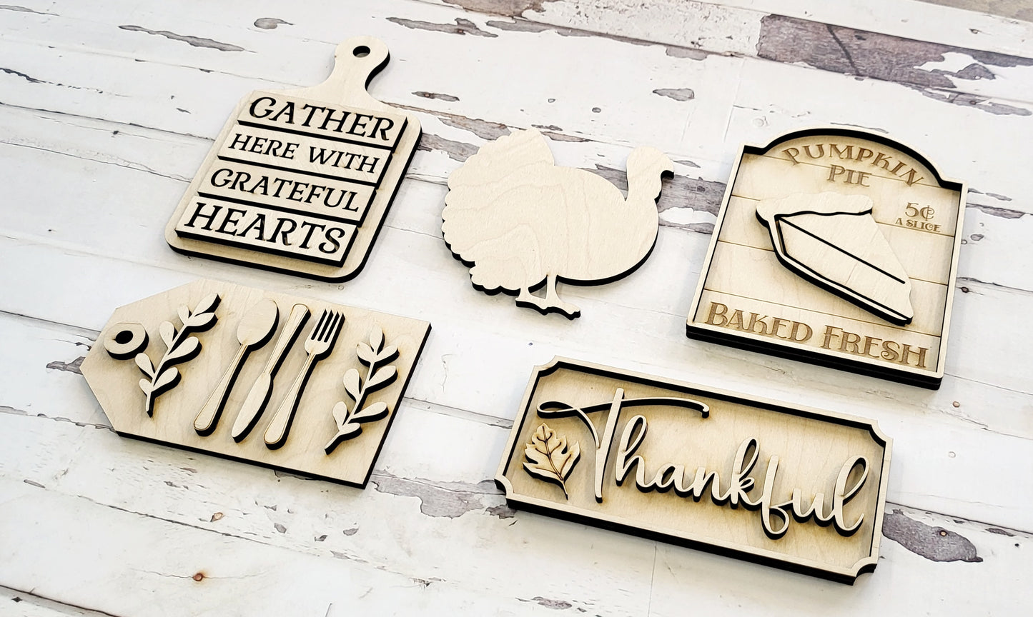 DIY Thankful Thanksgiving Tier Tray set - unfinished
