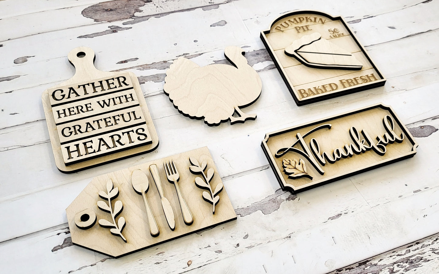 DIY Thankful Thanksgiving Tier Tray set - unfinished