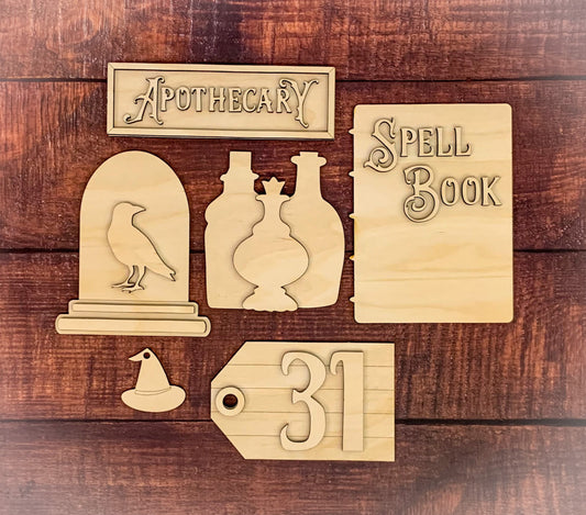 DIY Apothecary Halloween tier tray cut outs - unfinished