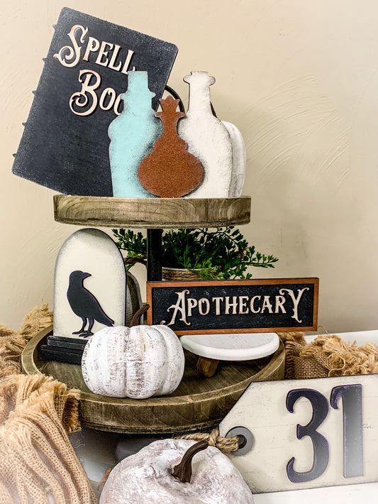 DIY Apothecary Halloween tier tray cut outs - unfinished