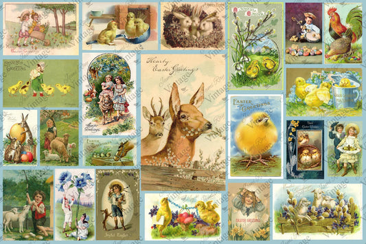 Vintage Easter Cards JRV decoupage Paper