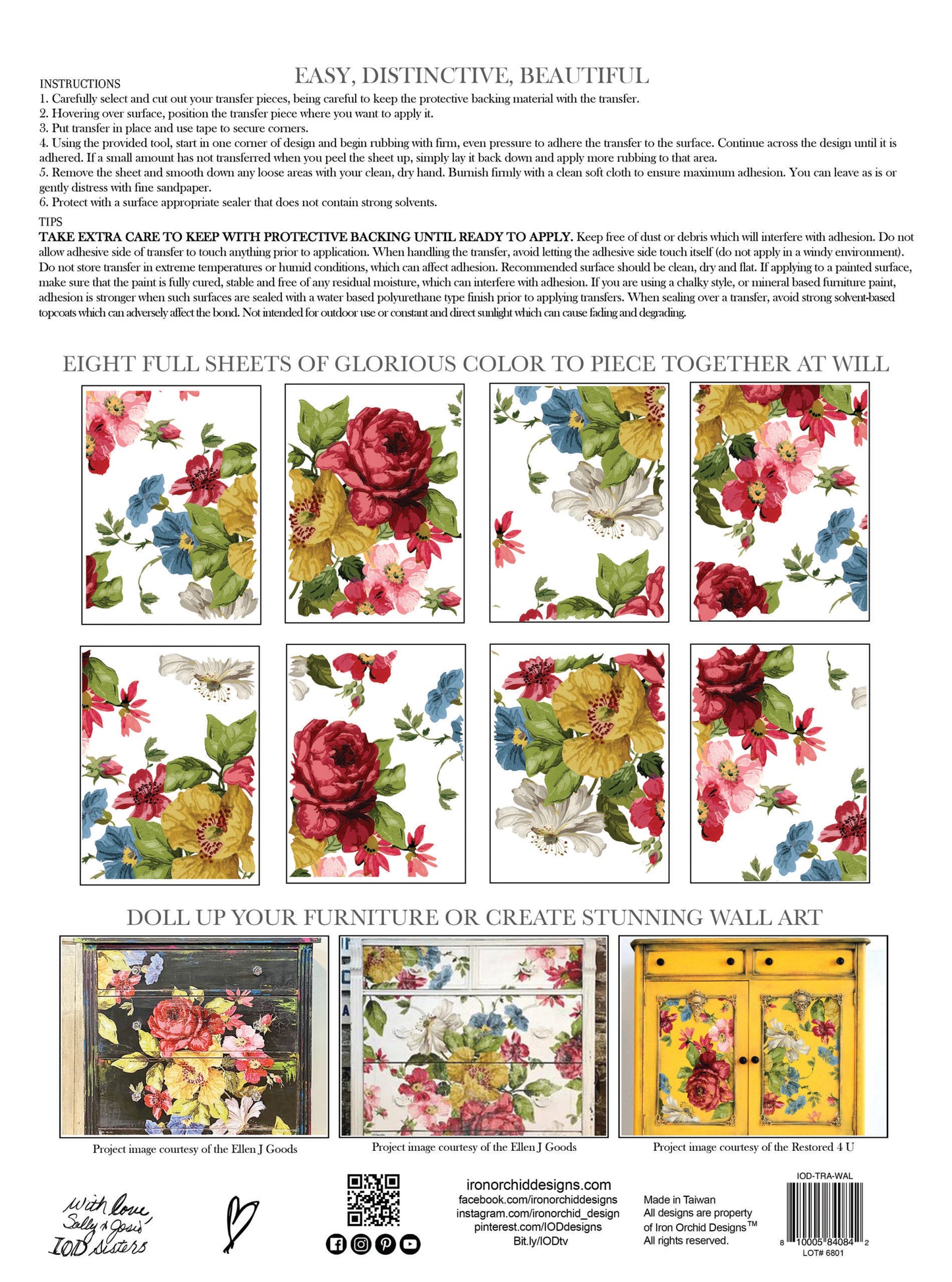 **Pre - Order** WALL FLOWER IOD TRANSFER **PRE-ORDER**