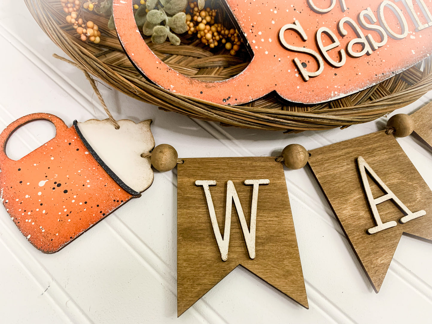 DIY Be Cozy with reversible Fall Banner cut outs - unfinished