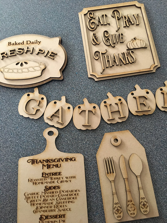 DIY Thanksgiving Tier Tray Set – Unfinished | Fall Craft Kit