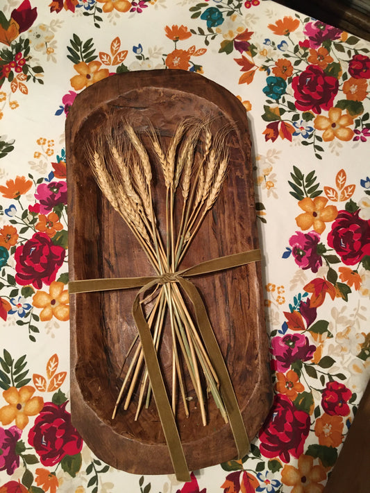 20" Dough bowl - green velvet ribbon.