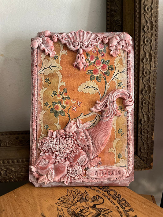 Vintage Harvest Cornucopia project with IOD moulds and terracotta air-dry clay