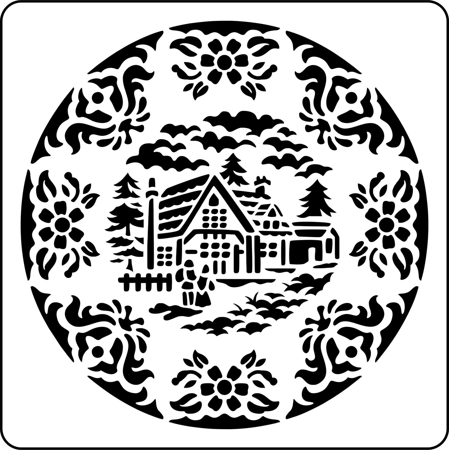 Cottage House Plate Transferware Stencil