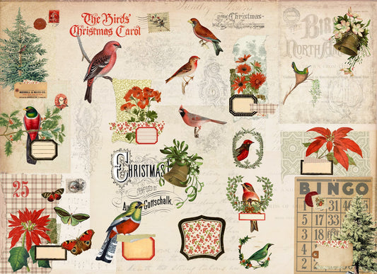 Christmas Flock -  Decoupage Paper - Roycycled Treasure