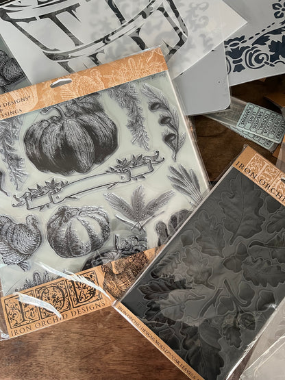 Gathered Autumn Creative Bundle | IOD Mould + Stamp + Surprise Stencil