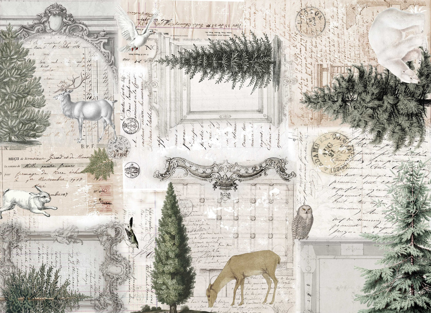 Neutral Christmas Masterboard Decoupage Paper - Roycycled