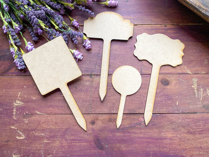 Decorative Garden Marker Set – 4-Piece Creative Stake Blanks (1/8” or 1/4” MDF) -DIY