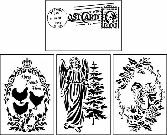 Christmas Post Card 2 Stencils by JRV
