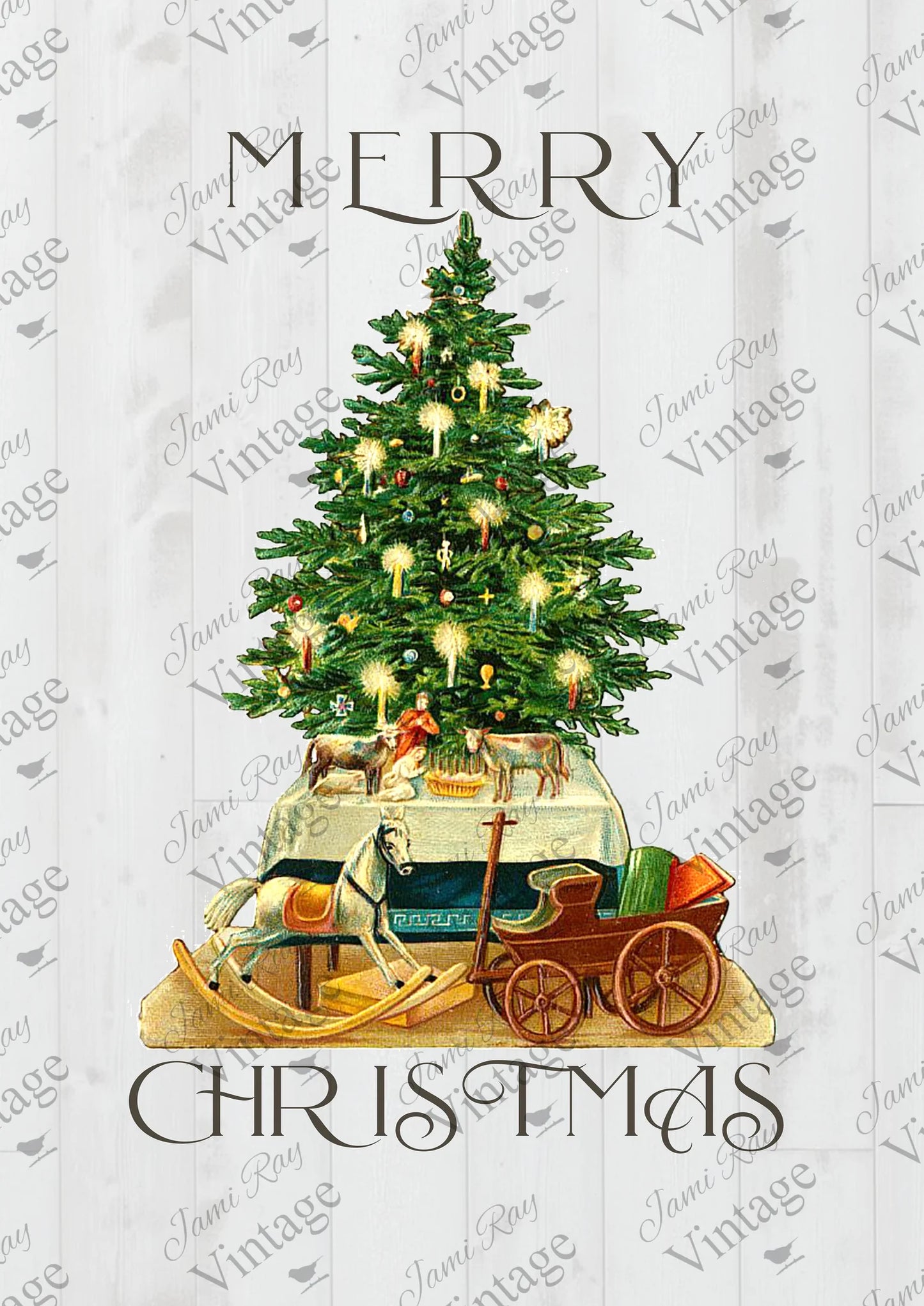 Vintage Christmas Tree A4 JRV Rice Paper