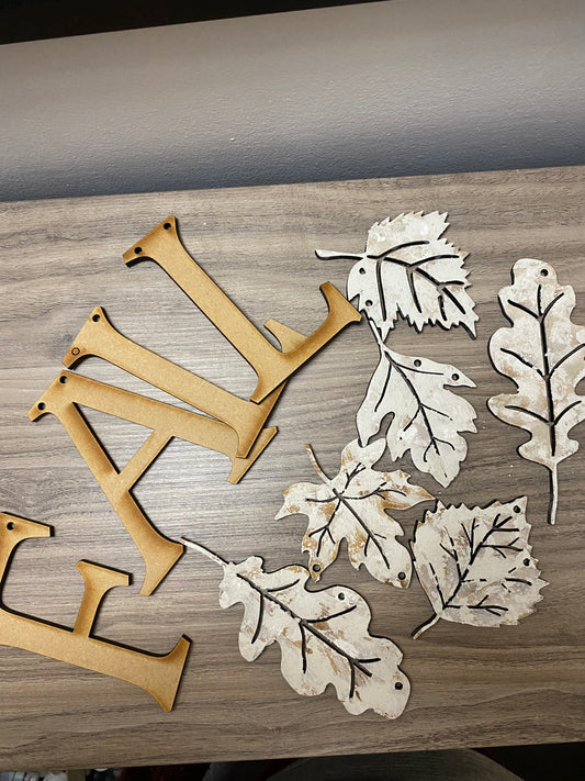 Fall Letter & Leaf DIY Surface Set | 1/4” MDF Laser Cut Craft Surfaces