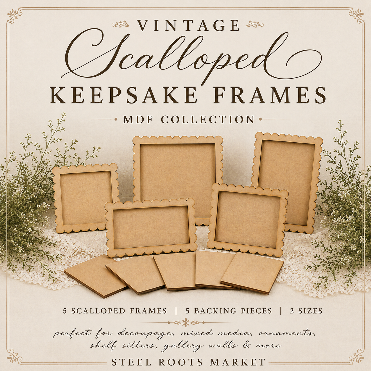 Scalloped Keepsake Frame Set - MDF Creative Surfaces