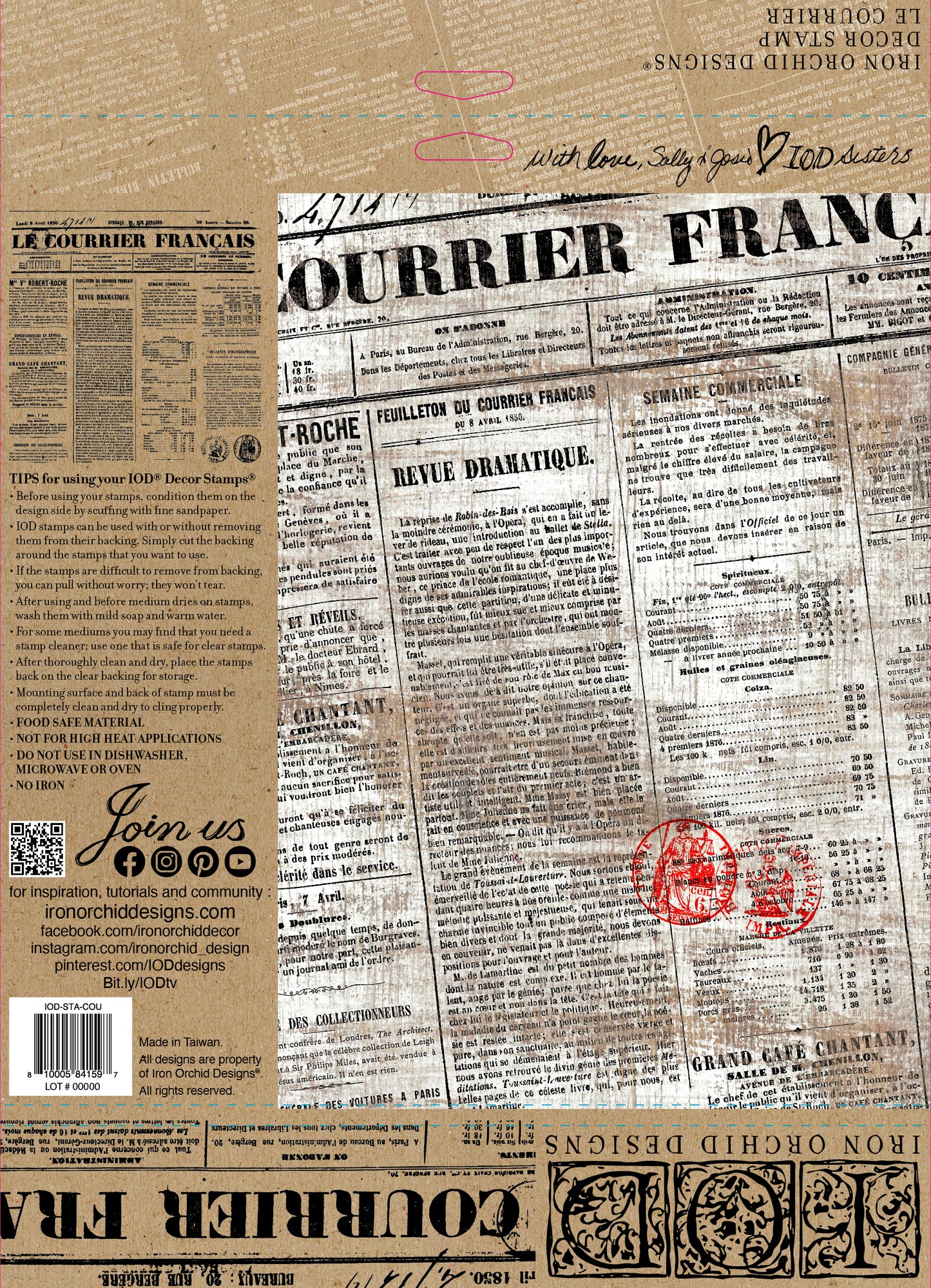 Le Courier IOD 12×12 DECOR STAMP