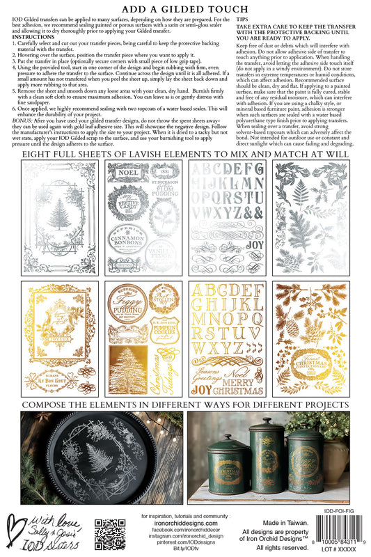 PRE - ORDER IOD - Figgy & Flourish Foil TRANSFER 8 x 12” PAD
