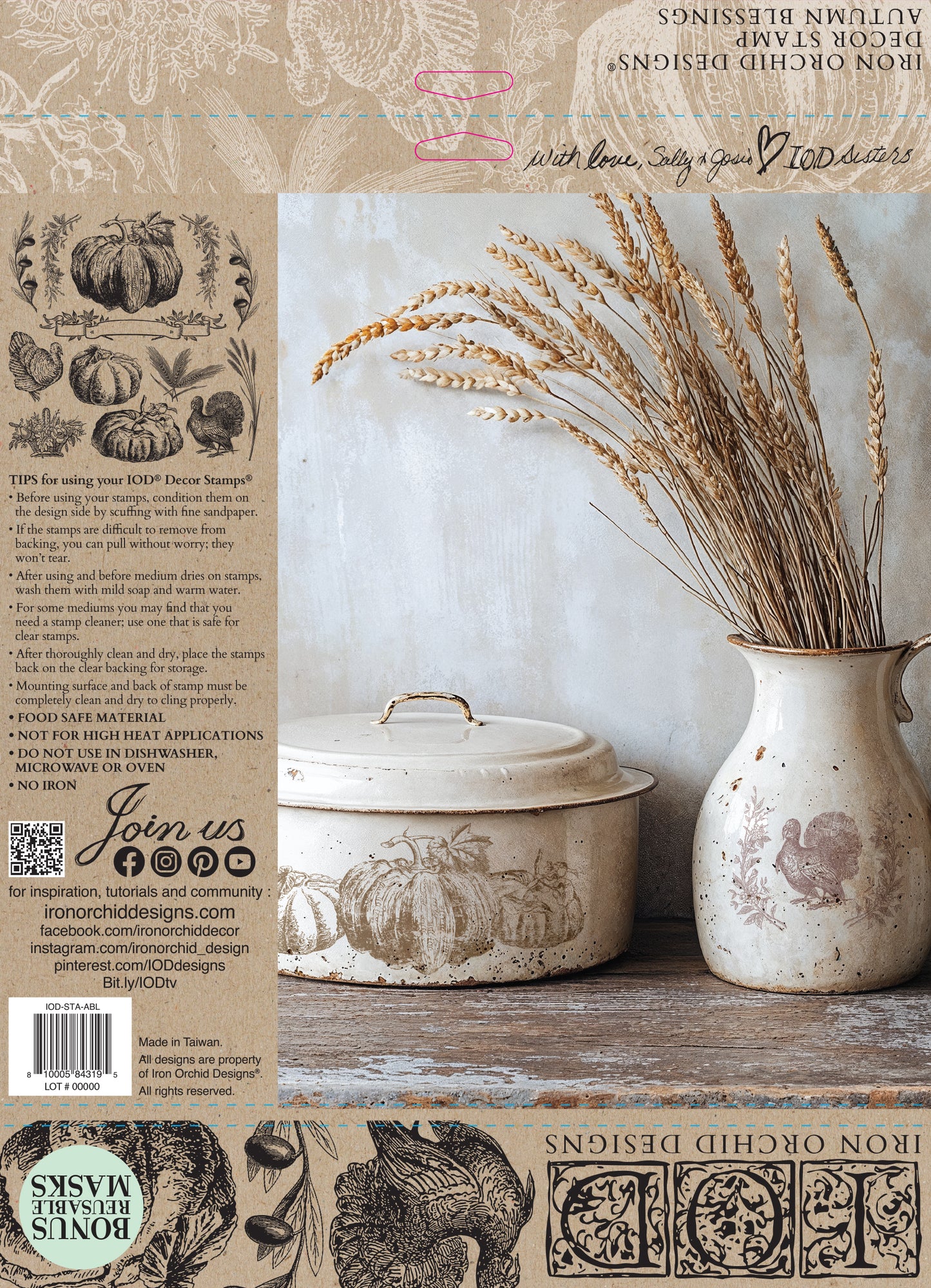 IOD Autumn Blessings 12×12 DECOR STAMP
