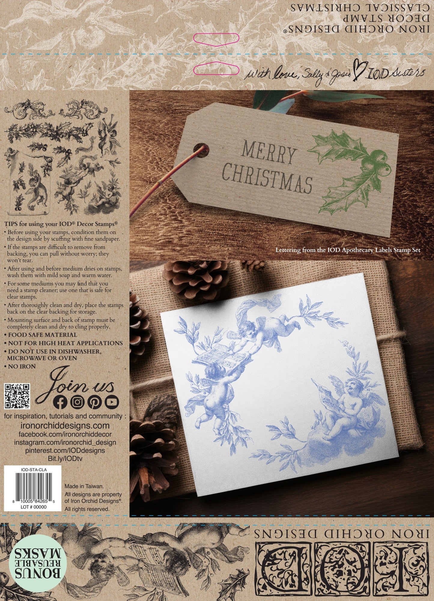 Classical Christmas IOD 12 x 12 Decor Stamp