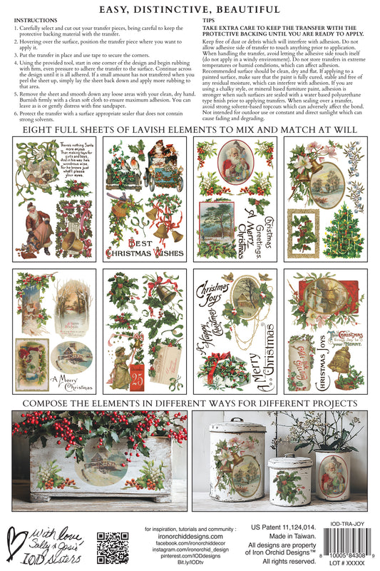 PRE- ORDER  IOD - Christmas Joy TRANSFER 8 x 12” PAD