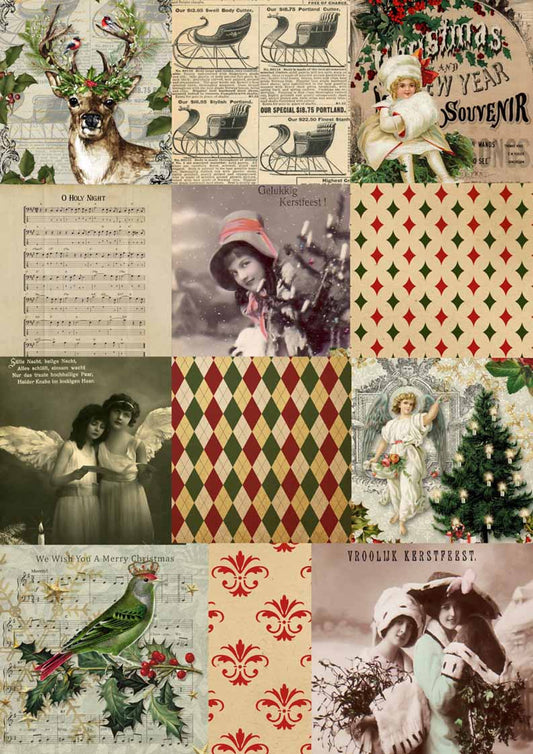 Christmas Square A3 Rice Paper Decoupage Queen