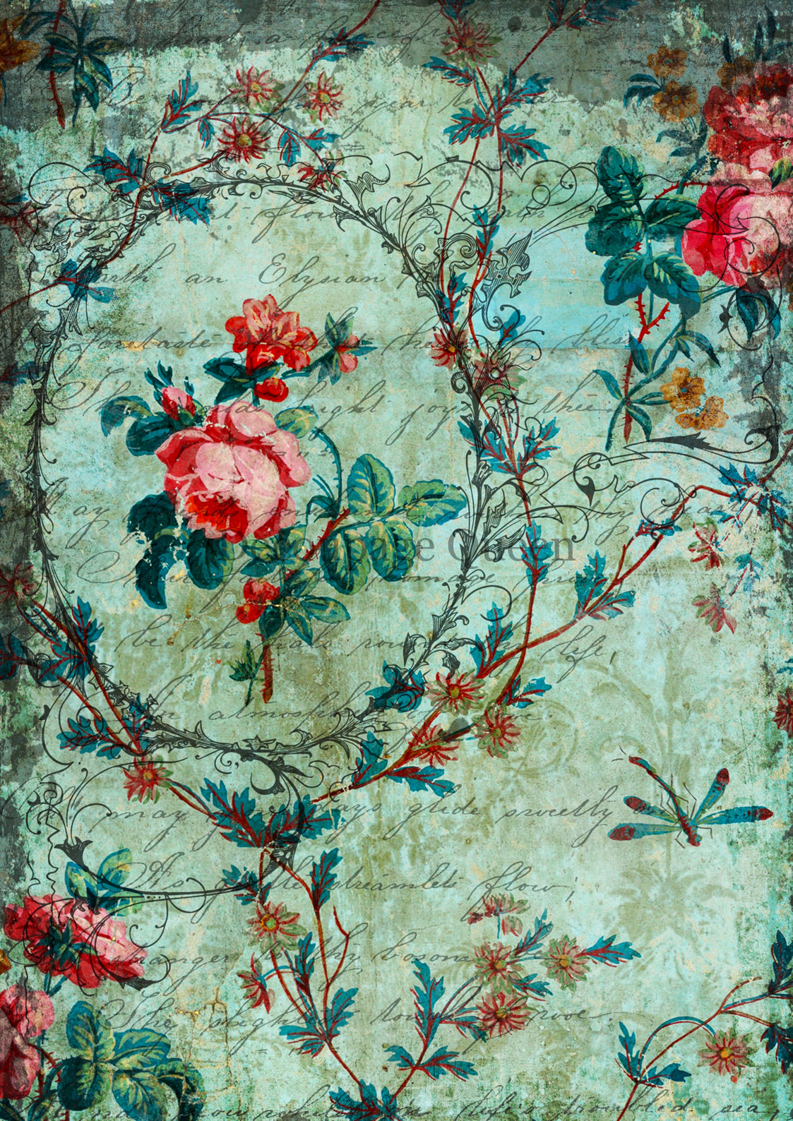 Sweet and Sassy Vintage Floral - Rice Paper A3