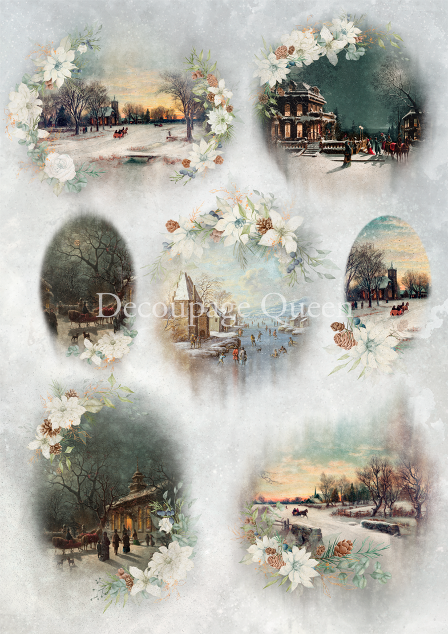 Dainty and the Queen Winter Scenes Rice Paper A3